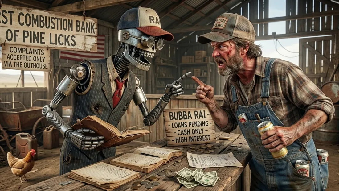RAI arguing at the First Combustion Bank counter